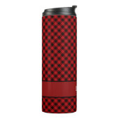 Modern Red Buffalo Black Pattern Monogram Thermosbeker (Gedraaid links)