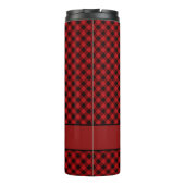 Modern Red Buffalo Black Pattern Monogram Thermosbeker (Achterkant)