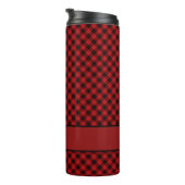 Modern Red Buffalo Black Pattern Monogram Thermosbeker (Geroteerd rechts)