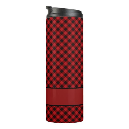 Modern Red Buffalo Black Pattern Monogram Thermosbeker (Geroteerd rechts)