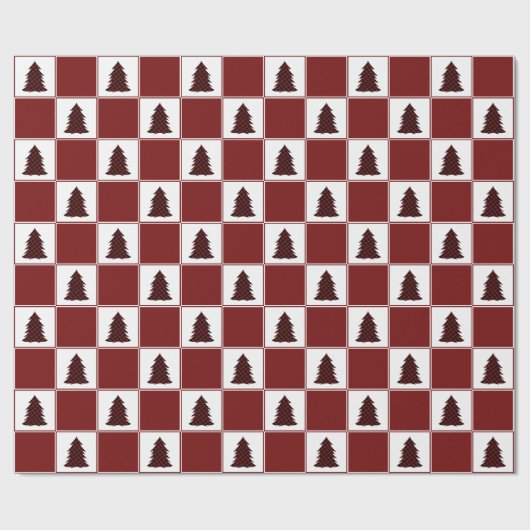 Modern Red Buffalo met kerstboomstructuur Cadeaupapier (Vlak)