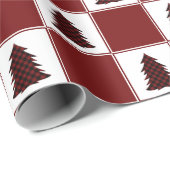 Modern Red Buffalo met kerstboomstructuur Cadeaupapier (Rol Hoek)