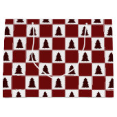 Modern Red Buffalo met kerstboomstructuur Groot Cadeauzakje (Voorkant)