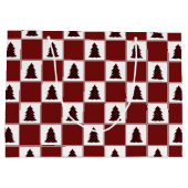 Modern Red Buffalo met kerstboomstructuur Groot Cadeauzakje (Achterkant)