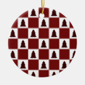 Modern Red Buffalo met kerstboomstructuur Keramisch Ornament (Voorkant)