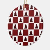 Modern Red Buffalo met kerstboomstructuur Keramisch Ornament (Links)