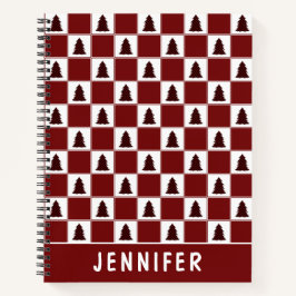 Modern Red Buffalo met kerstboomstructuur Notitieboek