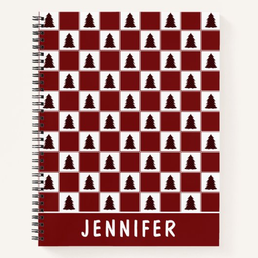 Modern Red Buffalo met kerstboomstructuur Notitieboek (Voorkant)