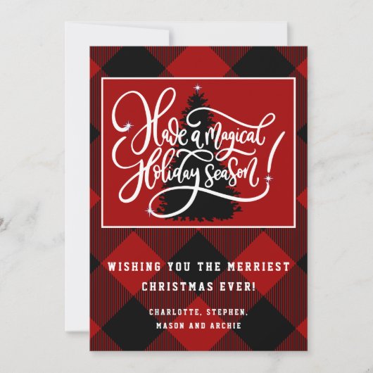 Modern Red Buffalo met kerstmis Feestdagenkaart (Voorkant)