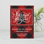 Modern Red Buffalo met kerstmis Feestdagenkaart (Staand voorkant)