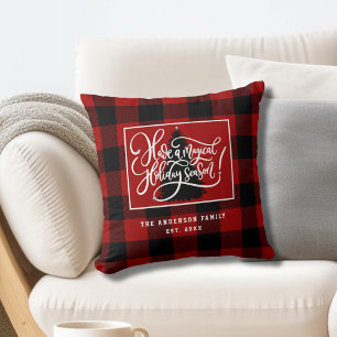 Modern Red Buffalo met kerstmis Kussen