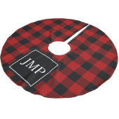 Modern Red Buffalo Plaid Persoonlijk Initiaal Kerstboom Rok (Gekanteld)
