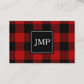 Modern Red Buffalo Plaid Persoonlijk Initiaal Visitekaartje (Voorkant)