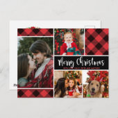 Modern Red Buffalo Pset 4 Kerstmis met fotocollage Briefkaart (Voorkant / Achterkant)