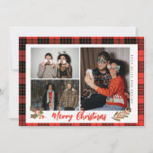 Modern Red Buffalo Pset Merry-kerstfoto Feestdagenkaart (Voorkant)