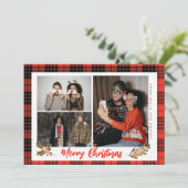 Modern Red Buffalo Pset Merry-kerstfoto Feestdagenkaart (Staand voorkant)