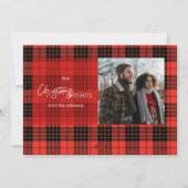 Modern Red Buffalo Pset Merry-kerstfoto Feestdagenkaart (Achterkant)