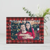 Modern Red Buffalo Pset Merry-kerstfoto Feestdagenkaart (Staand voorkant)