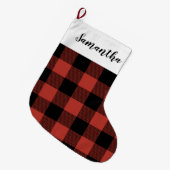 Modern Red Buffalo Pset & Name Grote Kerstsok (Voorkant (Hangend))