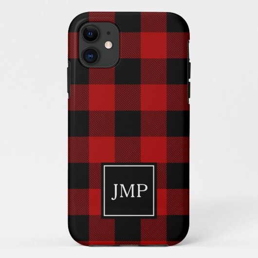 Modern Red Buffalo Pset | Persoonlijk Initiaal Case-Mate iPhone Case (Achterkant)