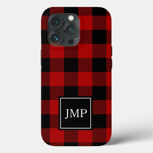 Modern Red Buffalo Pset | Persoonlijk Initiaal Case-Mate iPhone Case (Achterkant)