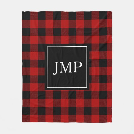 Modern Red Buffalo Pset | Persoonlijk Initiaal Fleece Deken (Voorkant)