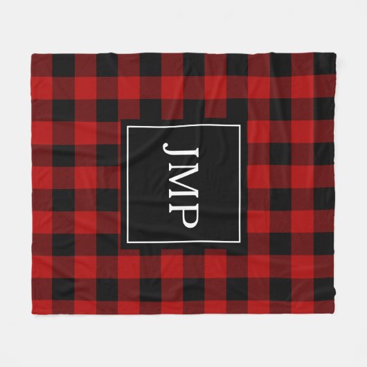 Modern Red Buffalo Pset | Persoonlijk Initiaal Fleece Deken (Voorkant (Horizontaal))