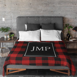 Modern Red Buffalo Pset | Persoonlijk Initiaal Fleece Deken