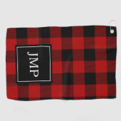 Modern Red Buffalo Pset | Persoonlijk Initiaal Golfhanddoek (Horizontaal)