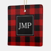 Modern Red Buffalo Pset | Persoonlijk Initiaal Keramisch Ornament (Links)