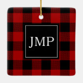 Modern Red Buffalo Pset | Persoonlijk Initiaal Keramisch Ornament (Achterkant)