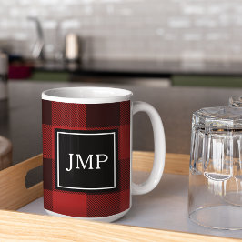 Modern Red Buffalo Pset | Persoonlijk Initiaal Koffiemok