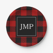 Modern Red Buffalo Pset | Persoonlijk Initiaal Papieren Bordje (Voorkant)