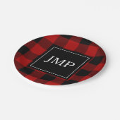 Modern Red Buffalo Pset | Persoonlijk Initiaal Papieren Bordje (Gekanteld)