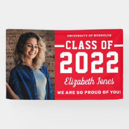 Modern Red Burgundy Class of 2022 Photo Afstuderen Spandoek