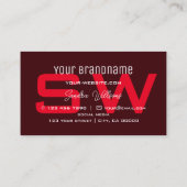 Modern Red Burgundy met monogram en eenvoudig Logo Visitekaartje (Achterkant)