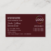 Modern Red Burgundy Stylish met Monogram en Logo Visitekaartje (Achterkant)