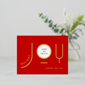 Modern Red Business Gold Foil Holiday Post Kaart (Staand Voorkant)