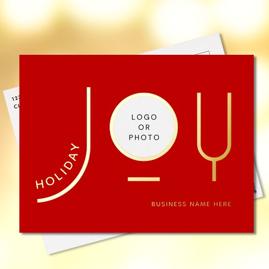 Modern Red Business Gold Foil Holiday Post Kaart
