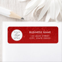 Modern Red Business Logo Christmas Return Address
