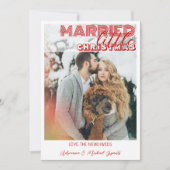 Modern Red Calligraphy Married Little Christmas Feestdagenkaart (Voorkant)