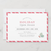 Modern Red Candy Cane Stripes Holiday Open House Kaart (Voorkant)