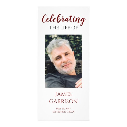 Modern Red Celebration of Life Memorial Programme Reclamekaart (Voorkant)