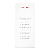 Modern Red Celebration of Life Memorial Programme Reclamekaart (Achterkant)