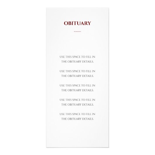 Modern Red Celebration of Life Memorial Programme Reclamekaart (Achterkant)