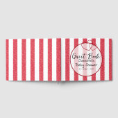 Modern Red Chalk Stripes Double Hearts Baby Shower Gastenboek (Volledig)