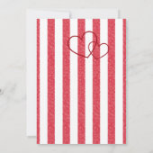 Modern Red Chalk Stripes Double Hearts Baby Shower Kaart (Achterkant)