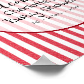 Modern Red Chalk Stripes Double Hearts Baby Shower Poster (Hoek)