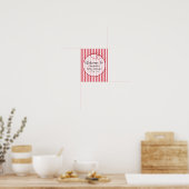 Modern Red Chalk Stripes Double Hearts Baby Shower Poster (Keuken)
