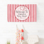 Modern Red Chalk Stripes Double Hearts Baby Shower Spandoek (Insitu)
